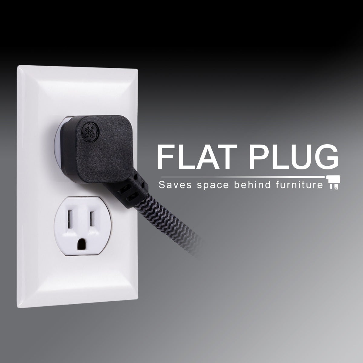 GE 6-Outlet Surge Protector 15ft. Braided Cord, Black