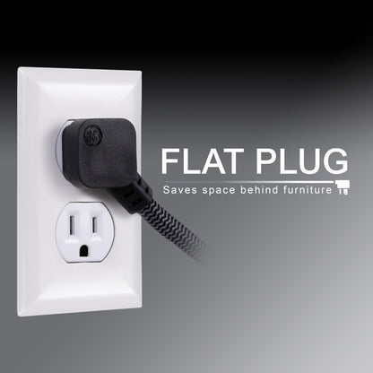 GE 6-Outlet Surge Protector 15ft. Braided Cord, Black