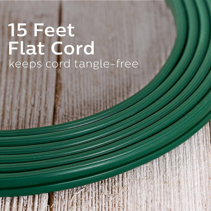 Philips 3-Outlet 15ft. Extension Cord with Flat Plug, Green
