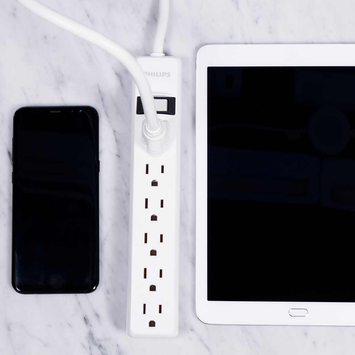 Philips 6-Outlet 2ft. Surge Protector, White