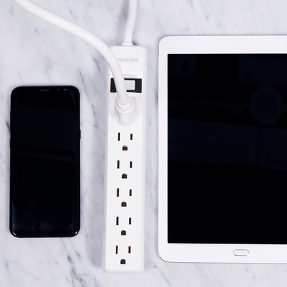 Philips 6-Outlet 2ft. Surge Protector, White