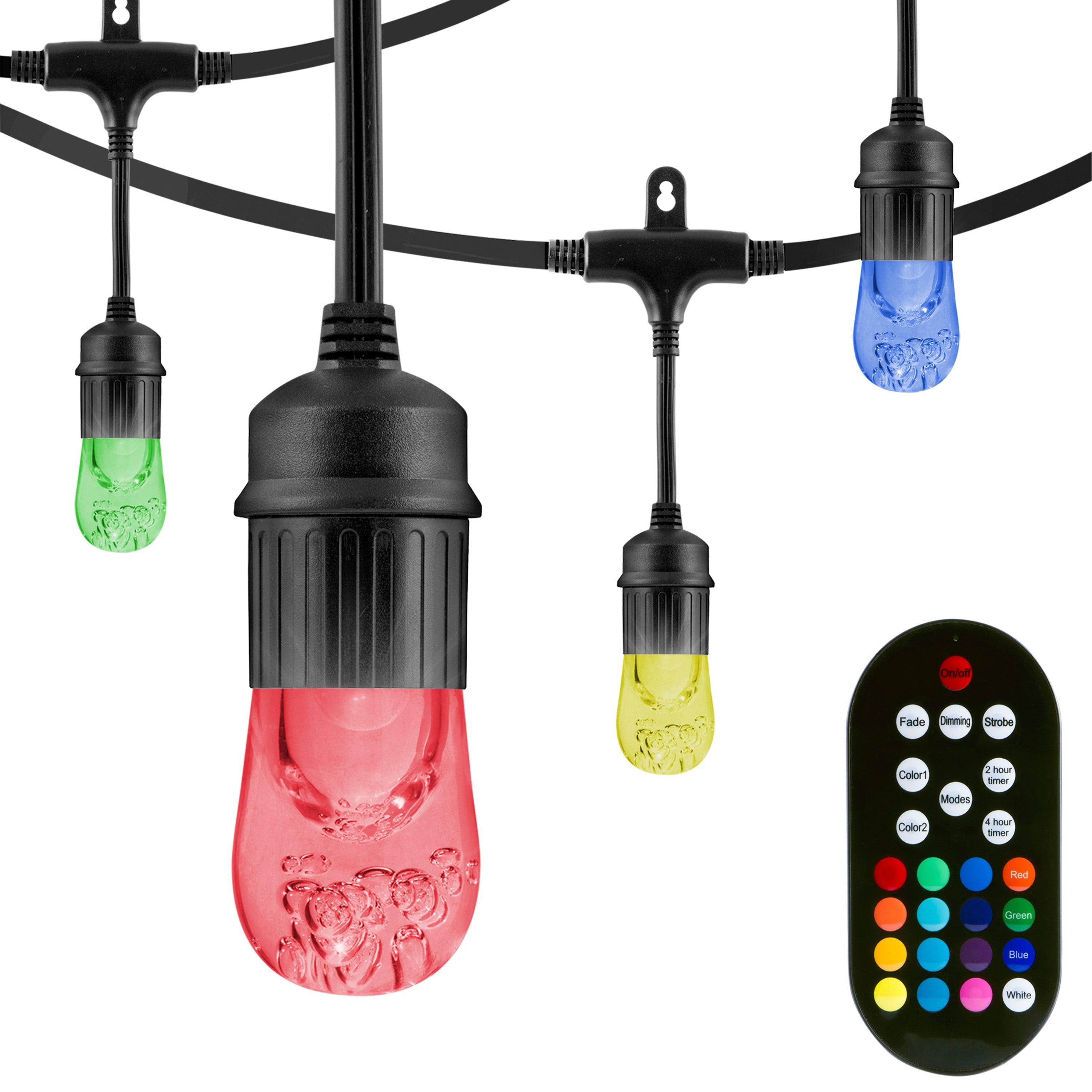 EcoScapes Seasons Color-Changing Cafe Lights, 12 Bulbs, 24ft., Black Cord