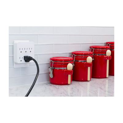 GE 6-Outlet Wall Tap with Surge Protection, White