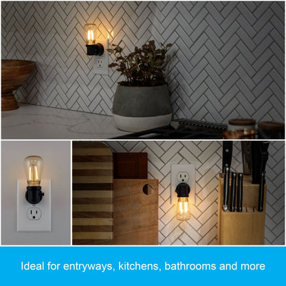 GE Vintage Light Sensing LED Night Light, Black
