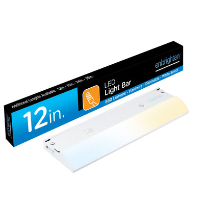 Enbrighten 12in. Direct Wire LED Light Bar, White