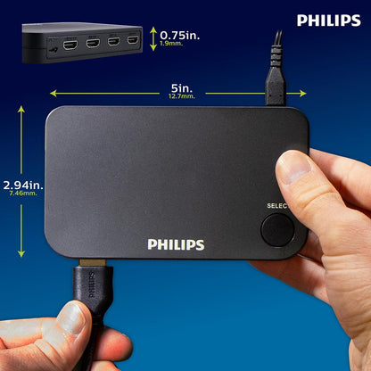 Philips Elite 4-Port HDMI Splitter Switch with Wireless Remote, Black