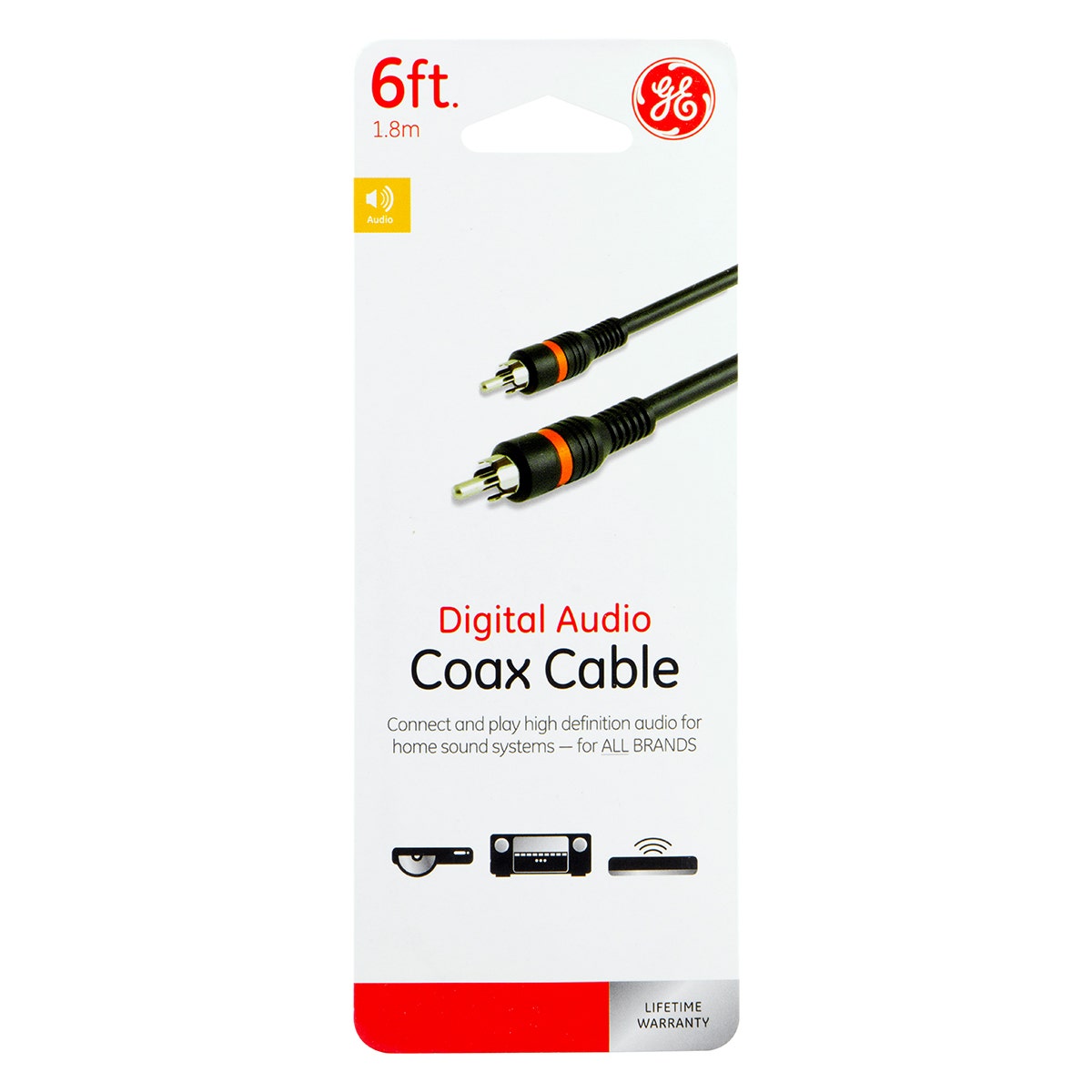 GE 6ft. Digital Audio Coaxial Cable, Black