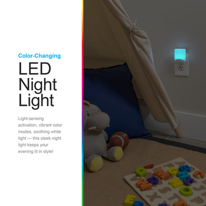 GE Color-Changing LED Night Light, Light Sensing, White, 4 Pack