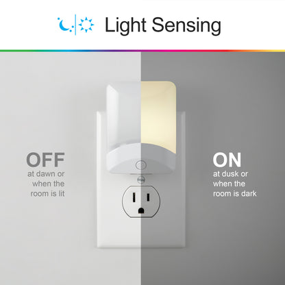 GE Color-Changing LED Night Light, Light Sensing, White, 4 Pack