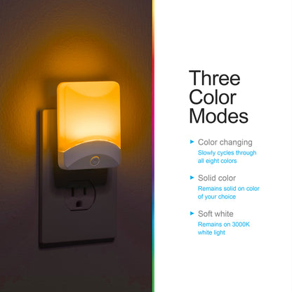 GE Color-Changing LED Night Light, Light Sensing, White, 4 Pack