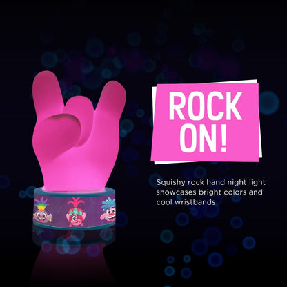 Trolls World Tour Color Changing Squishy Rock Hand LED Night Light with Changeable Bracelets, Blue