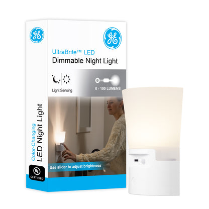 GE UltraBrite Sconce Light Sensing LED Night Light, White
