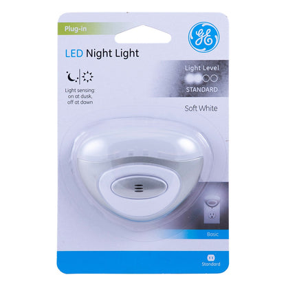 GE Mini Light Sensing LED Night Light, Silver