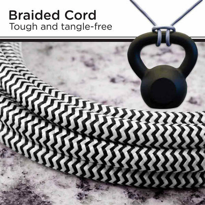 Cordinate 2-Outlet 2-USB Charging Braided Extension Cord with Surge Protection, 10ft., Black/White