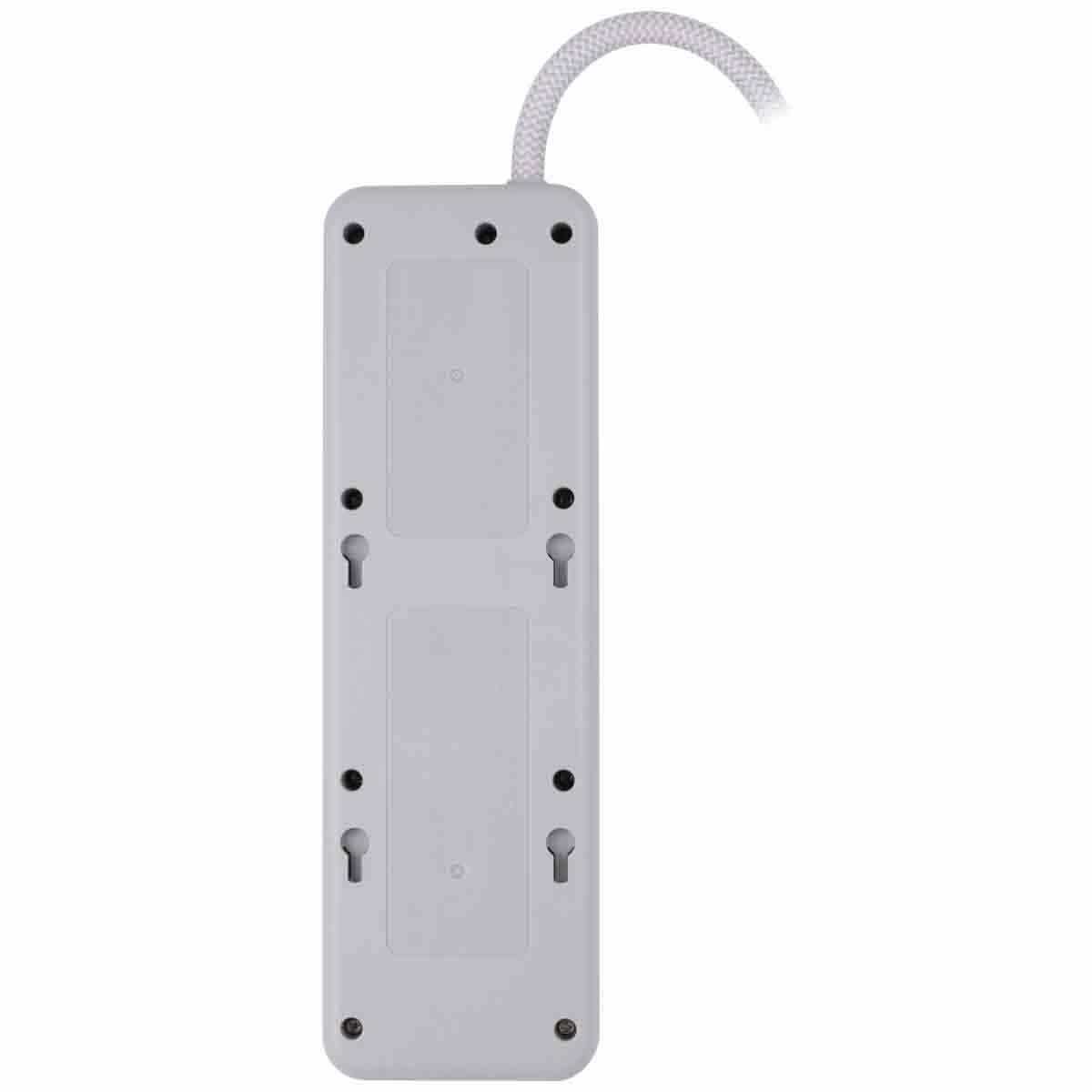 GE 7-Outlet 2-USB 4ft. Surge Protector with USB-C and Braided Cord, White