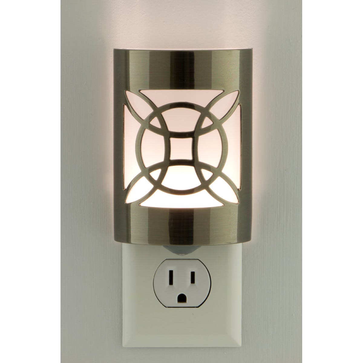 GE CoverLite Celtic Design Light Sensing LED Night Light, Brushed Nickel