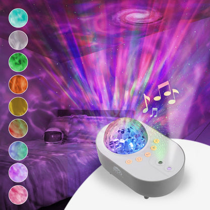 Enbrighten EcoScapes Galaxy Wave Projector LED Tabletop Night Light with Sound Effects, White