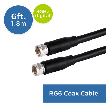 Philips 6 ft. RG6 Coaxial Cable, Black