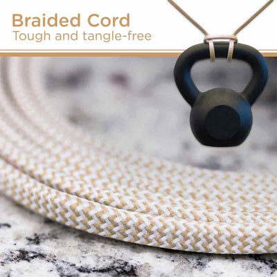 Cordinate 3-Outlet 8ft. Braided Extension Cord with Flat Plug, White/Tan