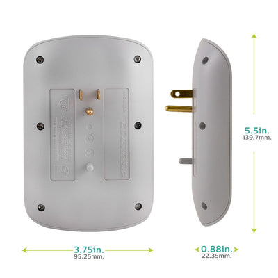 Philips 6-Outlet Wall Tap with Surge Protection, 2 Pack, Gray