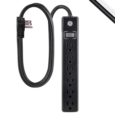 GE 6-Outlet 7ft. Power Strip, Black