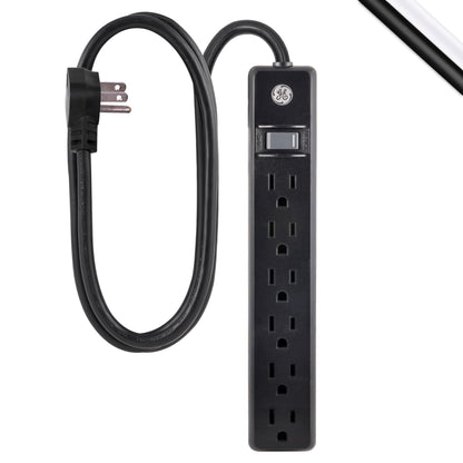 GE 6-Outlet 7ft. Power Strip, Black