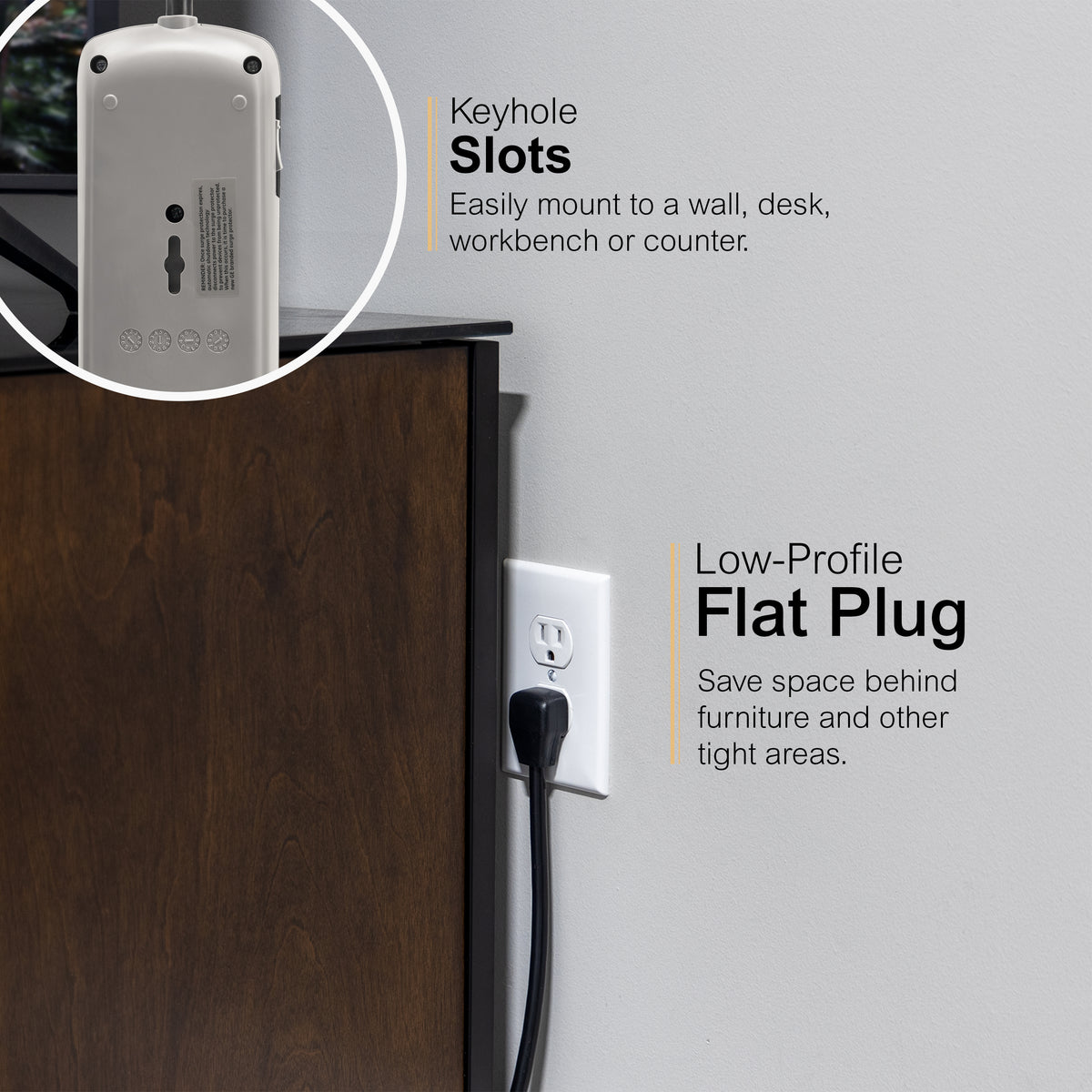 GE UltraPro 7-Outlet USB-Charging Surge Protector 1780J, 2 Ports, 2.1A, 3ft. Cord, Black