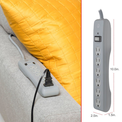 GE 6-Outlet 10ft. Surge Protector with Twist-to-Close Safety Outlets, Gray