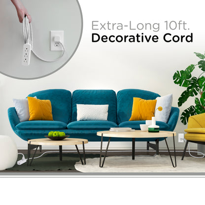 Cordinate 10ft. 3-Outlet Extension Cord, Gray/White