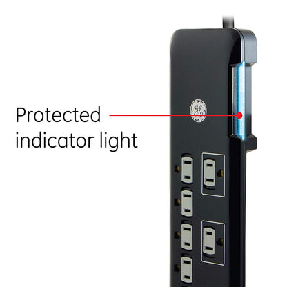 GE 8-Outlet 4ft. Surge Protector with Coaxial, Black
