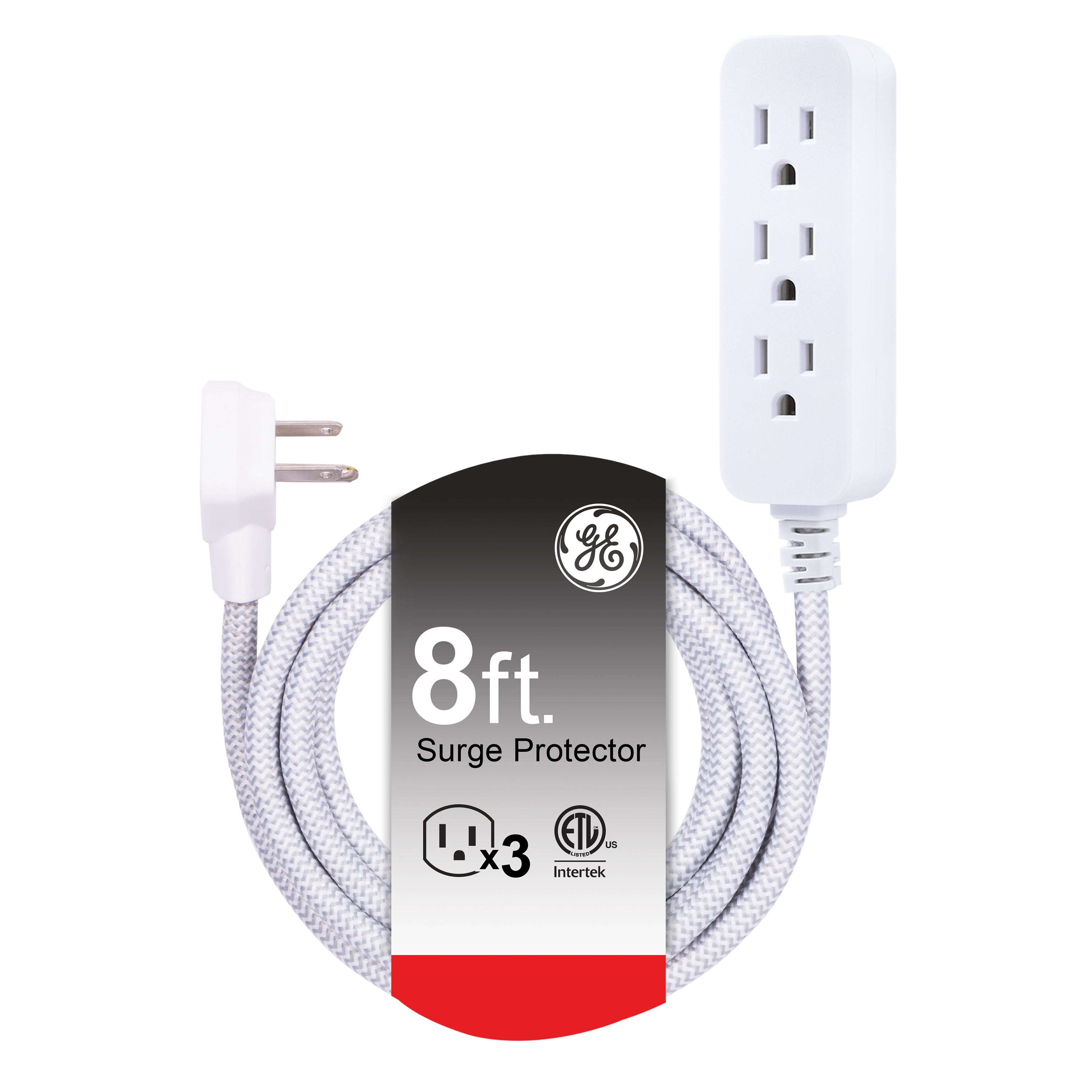GE Surge Protector, 245J, Gray/White, 8ft.