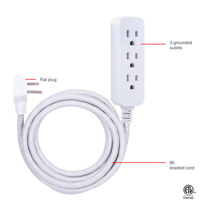 GE Surge Protector, 245J, Gray/White, 8ft.