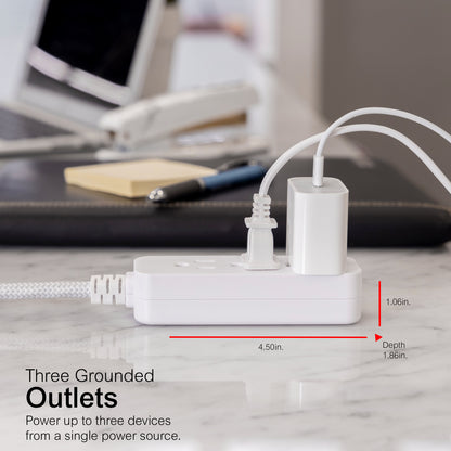 GE Surge Protector, 245J, Gray/White, 8ft.