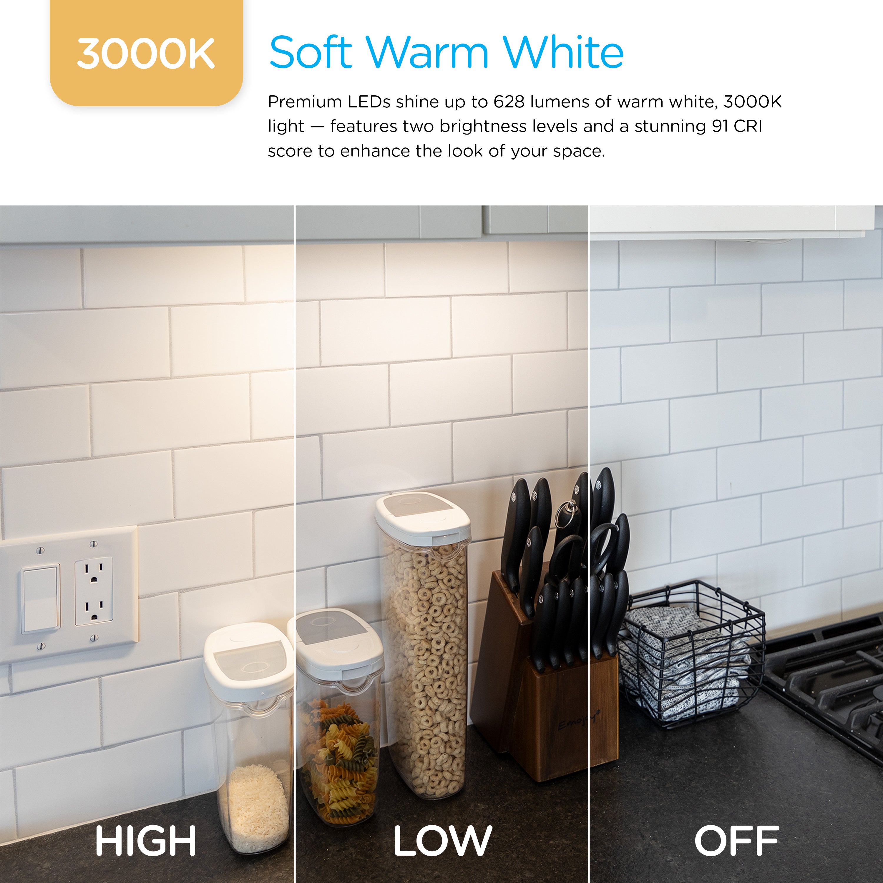 Enbrighten 18in. Plug-In LED Under Cabinet Light Fixture, White