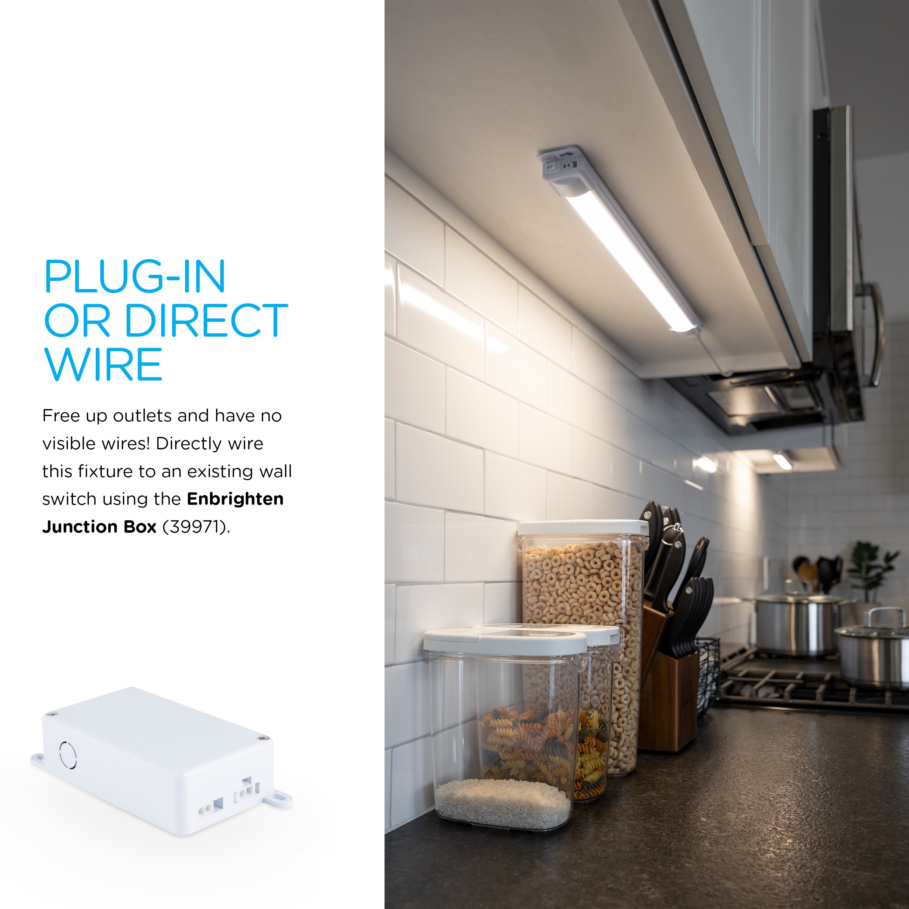 Enbrighten 18in. Plug-In LED Under Cabinet Light Fixture, White