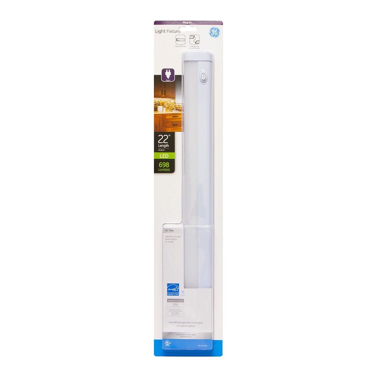 GE 22in. Plug-In LED Under Cabinet Light Fixture, White