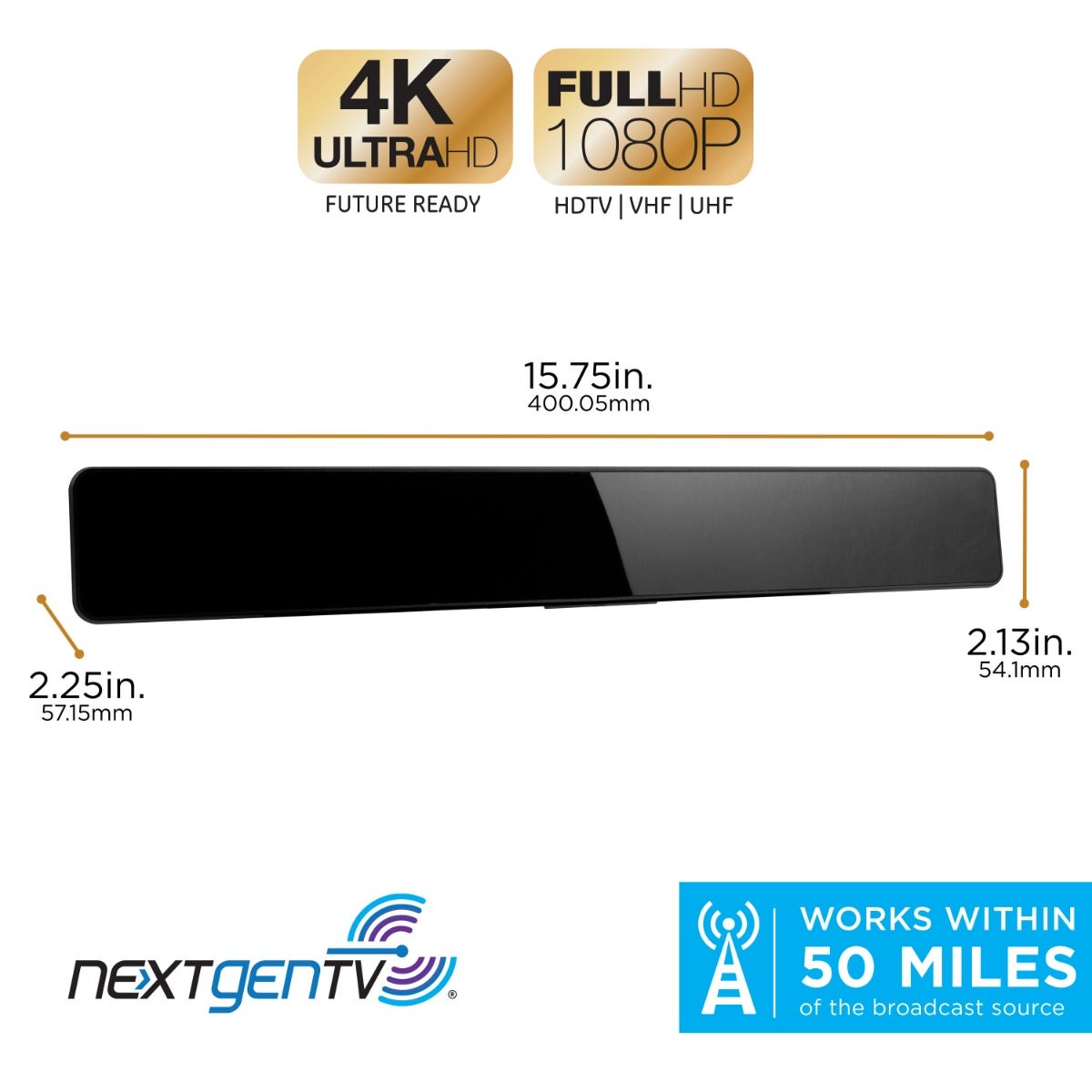 UltraPro HD Amplified Antenna with PureAmp™ Technology, Black