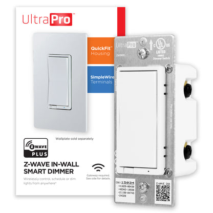 UltraPro Z-Wave In-Wall Smart Dimmer with QuickFit and SimpleWire, White