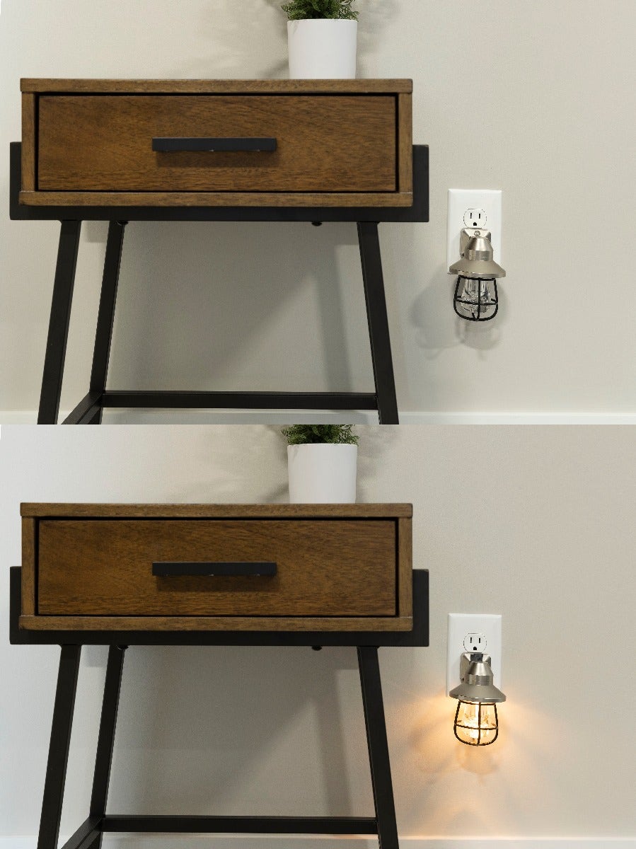 GE Vintage Cage Frame LED Night Light, Brushed Nickel