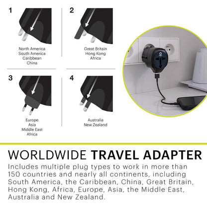 Power Gear International Travel Adapter with USB Passive Connector, Black