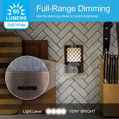 GE Motion Sensing Dimmable Morrocan LED Night Light, Bronze