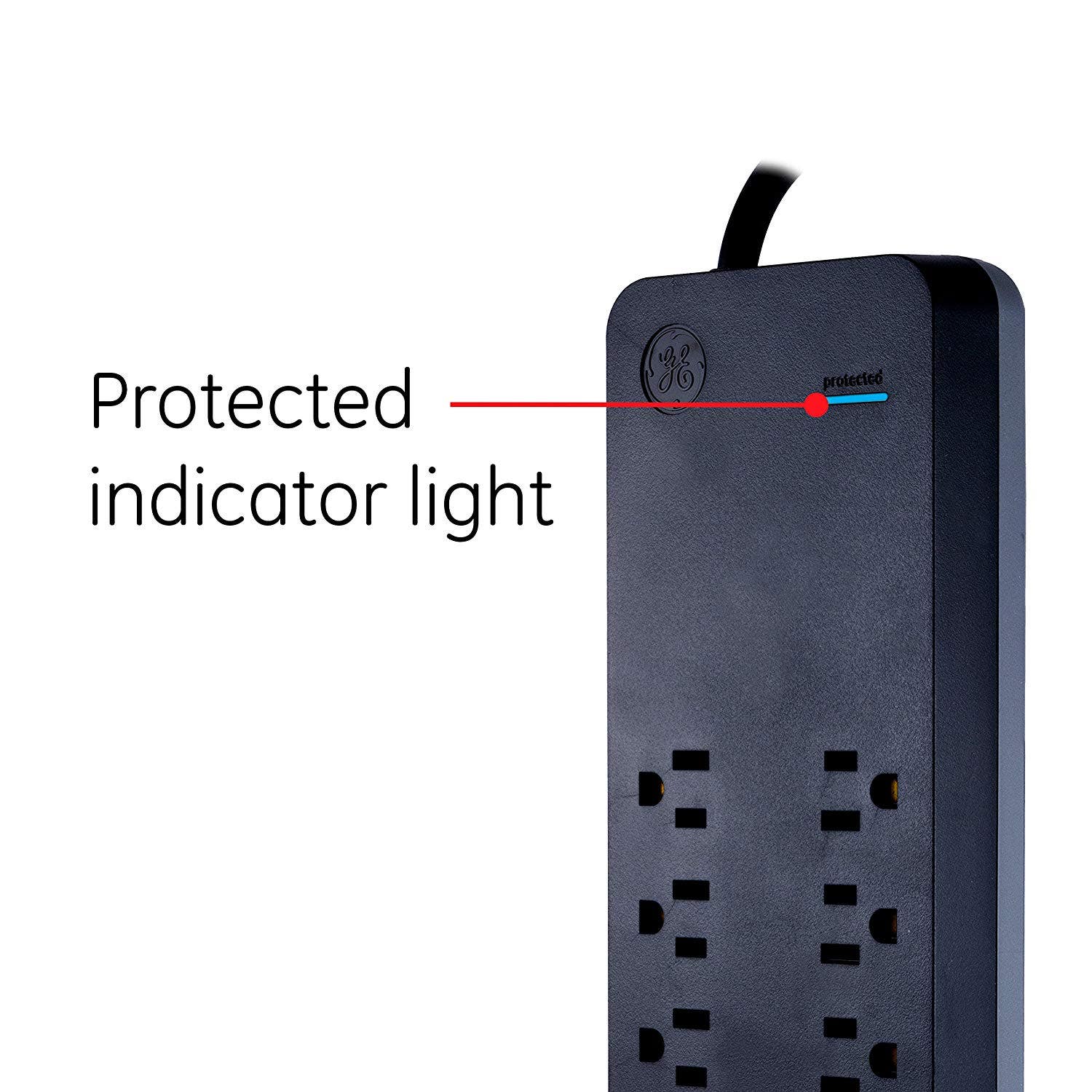 GE UltraPro 10-Outlet 2-USB 4ft. Surge Protector, Black