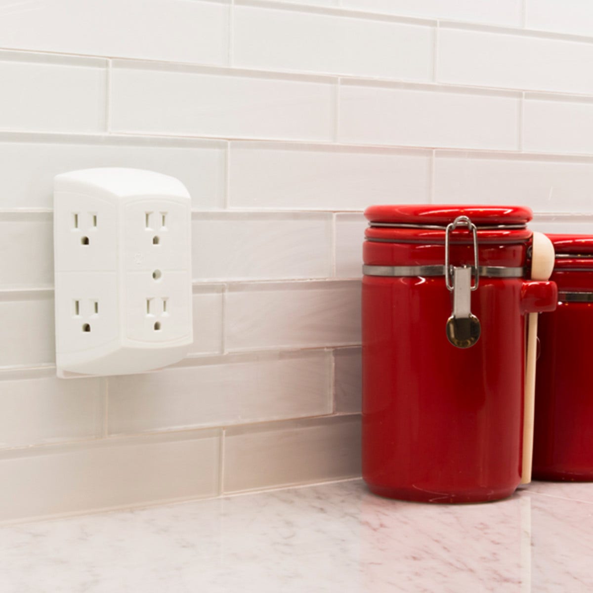 GE 6-Outlet Wall Tap, White