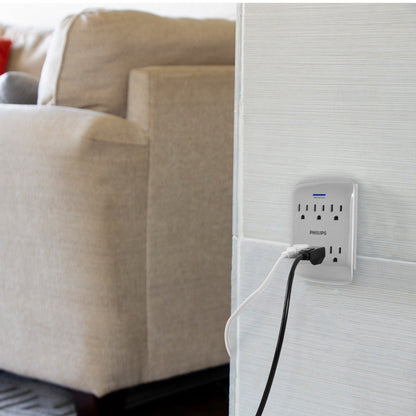 Philips 6-Outlet Wall Tap with Surge Protection, Gray