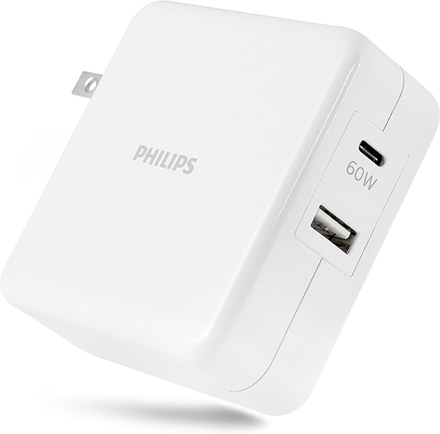 Philips USB-C USB-A Wall Charger with Power Delivery, White