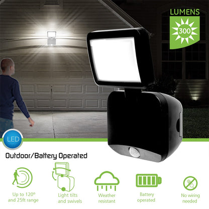 Energizer Outdoor Single-Head Motion-Sensing LED Security Light, Black