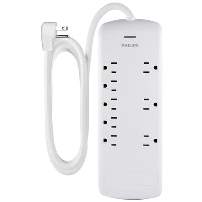 Philips 8-Outlet 8ft. Surge Protector, White