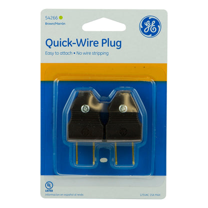 GE Quick Wire Plug, 2 Pack, Brown