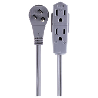 GE 3-Outlet 15ft. Extension Cord with Right-Angle Plug, Gray