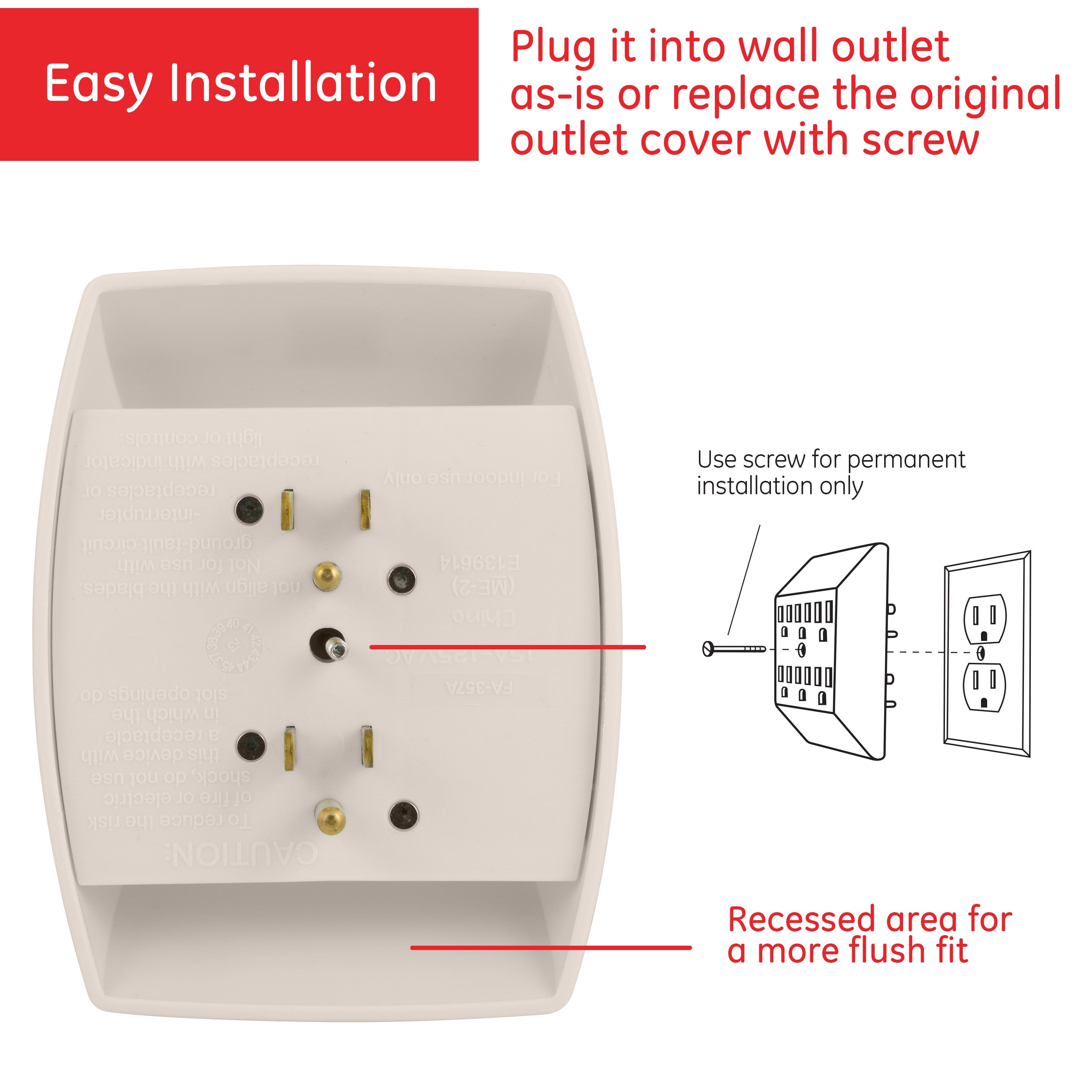 GE 6-Outlet Wall Tap, Light Almond